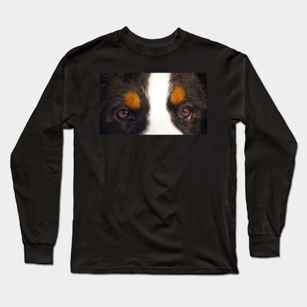 bernese mountain dog rust eyes Long Sleeve T-Shirt by Wanderingangel